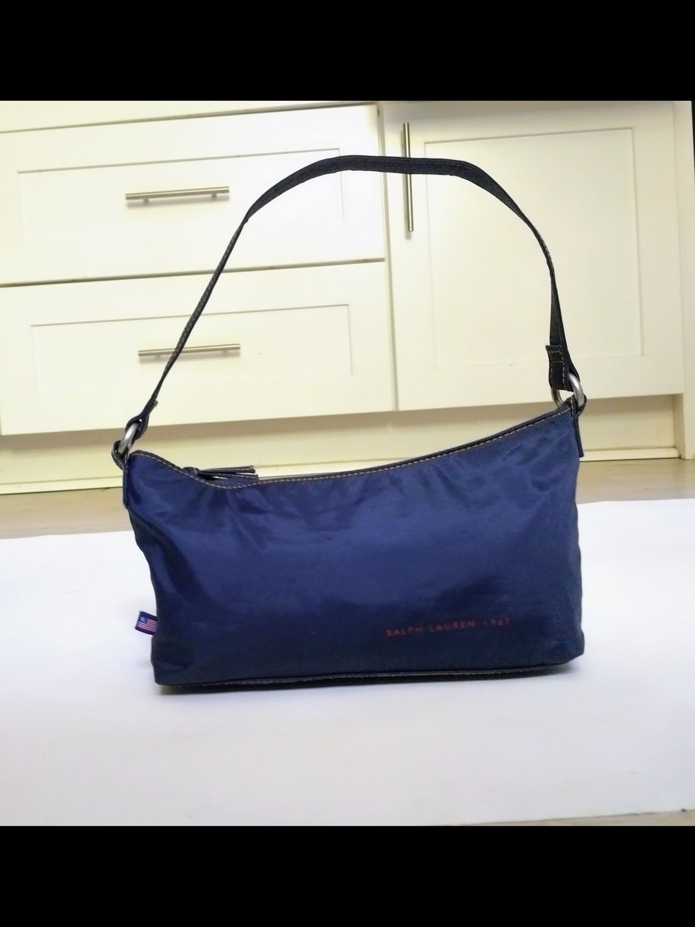 Ralph Lauren Navy Shoulder Bag with Black Strap